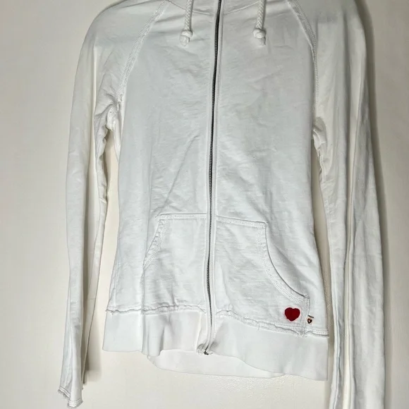 Nautical Twisted Heart Hoodie White Anchor Jeweled Gold Embellished Zip Hoodie - Picture 5 of 9